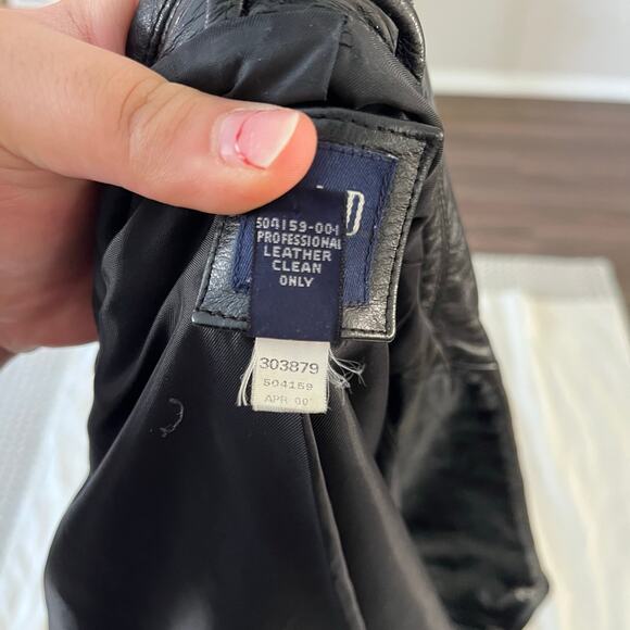 Vtg Y2K 2000s Black Leather Blazer Car Coat Wmns XL Grunge Casual - Picture 12 of 13